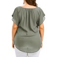 thumbnail image 5 of MAWCLOS Ladies Tunic Blouse V Neck T Shirt Short Sleeve Chiffon Tops Oversized Holiday Solid Color T-shirt Gray 4XL, 5 of 5