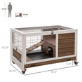 thumbnail image 3 of PawHut Clapier Intérieur en Bois pour Lapin sur Roulettes avec Enclos, Brun, 3 of 10
