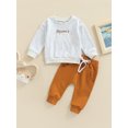 thumbnail image 2 of Faithtur Toddler Boy 2Pcs Fall Outfits, Long Sleeve Letter Print Pullover Tops + Pants Set, 2 of 9