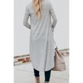 thumbnail image 3 of Women's Light Gray/Gray/Khaki/Apricot/Red Selected Button Down Pocketed High Low Cardigan, 3 of 12