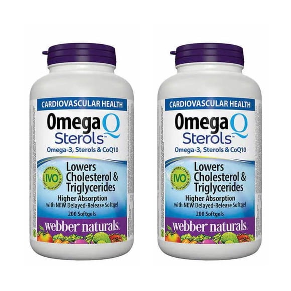 Webber Naturals Omega-3 & CoQ10 with Plant Sterols - 2 x 200 Softgels | Heart Health Support