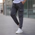 thumbnail image 1 of Ceisia Men Solid Color Loose Casual Pants Elastic Waist Drawstring Sports Gift Work Trousers, 1 of 9
