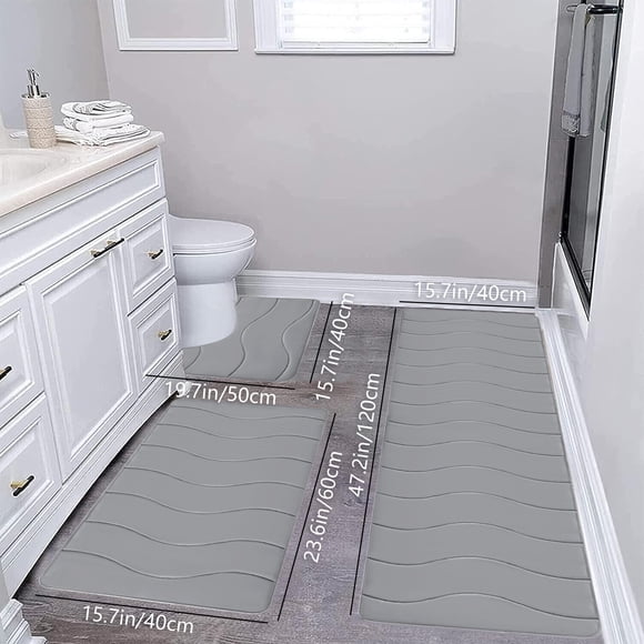 Amzcrzy Bathroom Rugs, Bath Mat, Area Rug, Large Foam Bath Mat 3 Set Bathroom Rugs For 3 Pcs Toilet Mats Soft Comfortable Water Absorption Non Slip Thick Washable Easier To Dry Carpets Suits