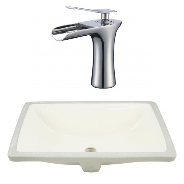 20.75-in. W CSA Rectangle Bathroom Undermount Sink Set In Biscuit - Chrome Hardware AI-23085