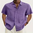 thumbnail image 1 of Men‘s Linen Casual Short Sleeve Shirts Button Down Summer Beach Shirt，M Light Blue, 1 of 5