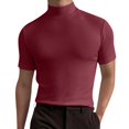 thumbnail image 1 of Hommes Chemise Adulte Homme T-shirt Robe Homme Printemps et Été Solide T-shirt Chemisier Haut Col Roulé à Manches Courtes Tops T Chemise Vêtements (Rouge, 3XL), 1 of 5