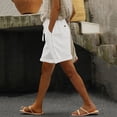 thumbnail image 1 of LVHAOGJOB Shorts for Women Elastic Waist Summer Plus Size Cottton Linen Drawstring Solid Color Ladies Shorts Pants with Pockets, 1 of 9