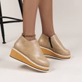thumbnail image 1 of EGNMCR Bottines pour Femmes Femmes Chaussures Rétro à Semelle Plate Décontractées Grande Taille à Enfiler Chaussures à Double Fermeture Éclair, 1 of 7