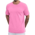 thumbnail image 1 of SROBPTY Haut d'Été pour Homme, Chemises à Manches Courtes pour Hommes, Chemises Sport Unies Décontractées à Manches Courtes à Col Rond pour Homme Rose Vif, m, 1 of 3