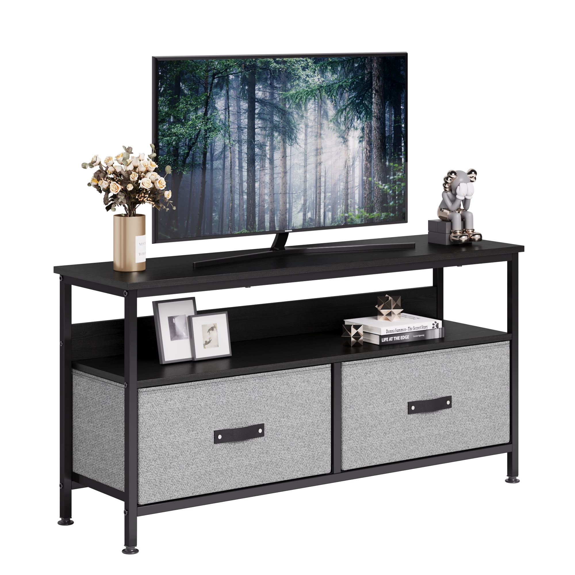 Tookss Dresser TV Stand, Entertainment Centre with Storage, 50 Inch TV Stand for Bedroom Small TV Stand Dresser with Drawers and Shelves, TV & Media Console Table Furniture for Living Room, Grey