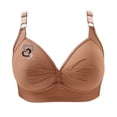 thumbnail image 4 of VEKDONE Woman's Printing Gathered Together Large Size Daily Bra Underwear No Rims Khaki XXXXL, 4 of 4