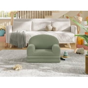BeesClover Kids Sofa Chair, 2-in-1 Convertible Toddler Couch Lounge, Comfy Fold Out Teddy Fleece Fabric Children's Sofa Bed for Playroom, Bedroom, Nursery, Gift for Boys & Girls