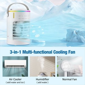 Portatif Air Ventilateur de conditionnement 3-Speed Ventilateur de refroidissement rechargeable Portable Air Refroidissement USB Air Ventilateur de conditionnement