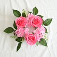 thumbnail image 2 of European Artificial Rose Candlestick Wreath For Table Wedding Decoration 20cm Artificial Rose Wreath Christmas Decor Window Prop, 2 of 10