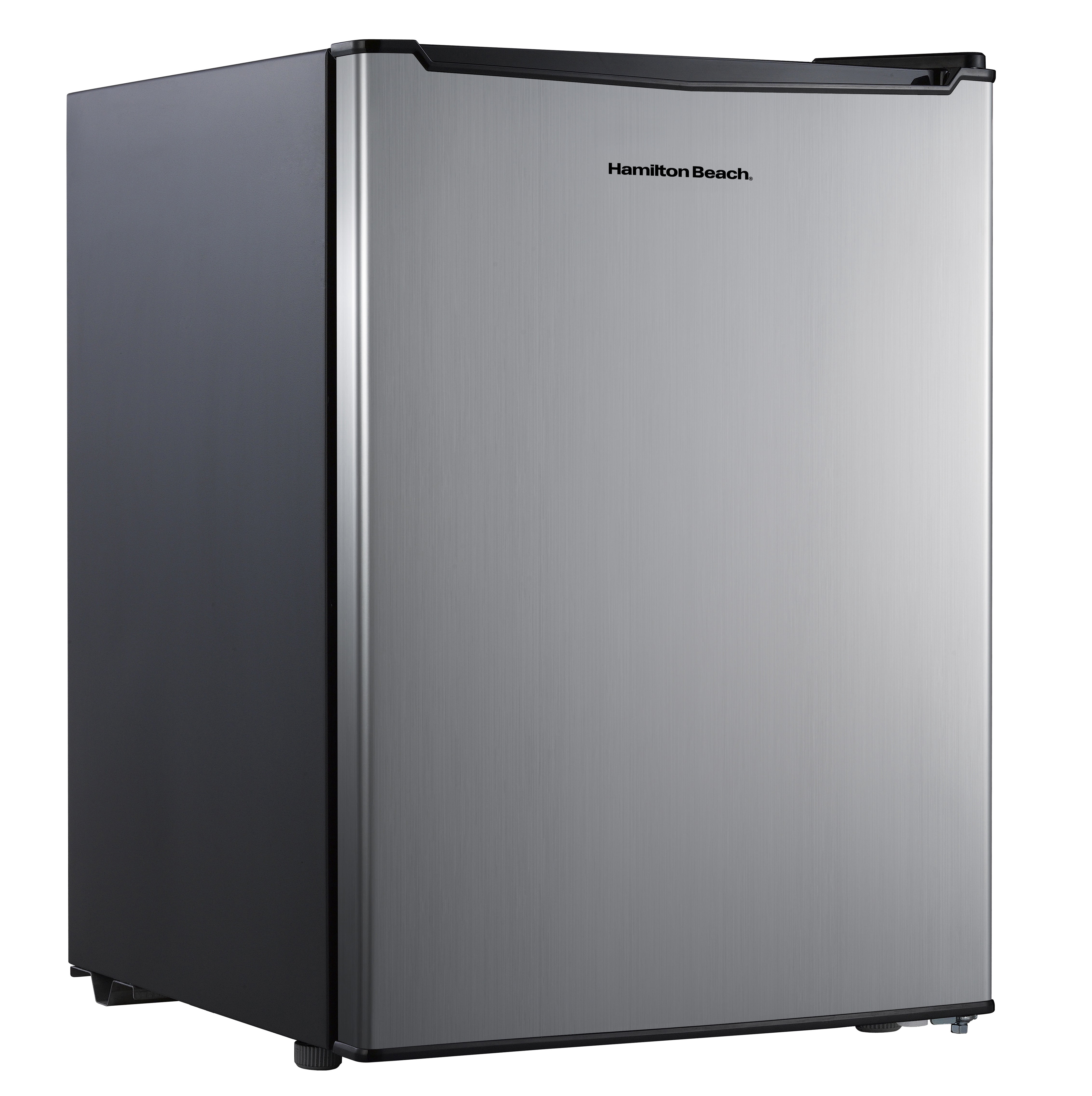Hamilton Beach 2.5 Cu.Ft Mini Fridge, Compact Refrigerator, Single Door, Adjustable Glass Shelves, Reversible Door, Stainless Steel