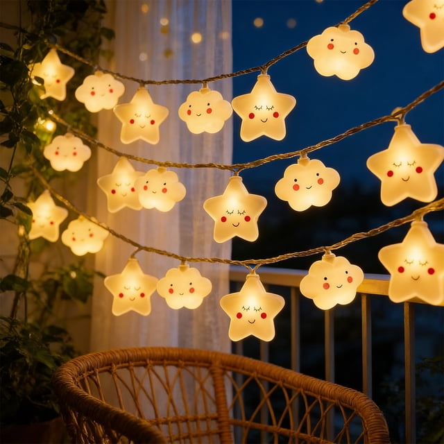 Fwttom L Ed Plastic Light String, 10 LED Nebulas Atmospheric Lights Room Decoration Festival Children's Room Decoration Camping Tent Colorful Light String