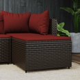thumbnail image 1 of vidaXL Repose-Pieds de Jardin avec Coussin Brun en Rotin Poly, 1 of 4