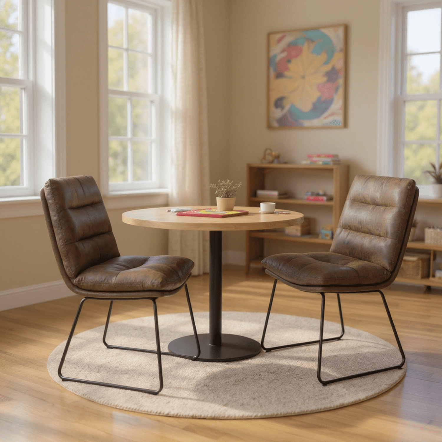 Homy Casa - Ensemble de 4 chaises de salle à manger rembourrées en suédine, assise rembourrée et pieds en métal noir