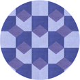 thumbnail image 1 of Ahgly Company Tapis d'Intérieur Ronds Transitionnels Bleus Lavables à la Machine, 5 Pieds Rond, 1 of 7