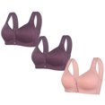 thumbnail image 1 of LOVZFMLL 3 Pack Plus Size Bras for Women Solid Color Comfort Soft Push Up Bra No Underwire Full Coverage Front Closure Everyday Bralettes J 2XL, 1 of 2