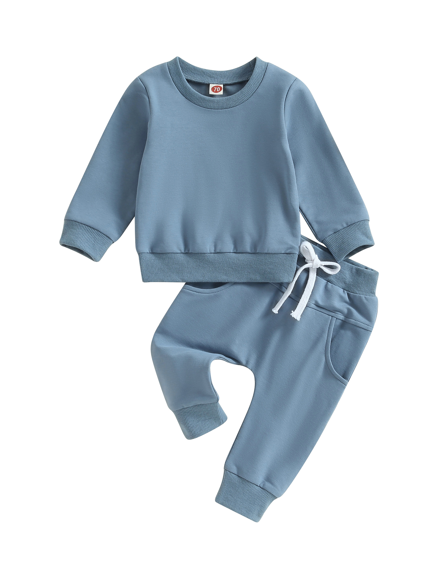 Kmbangi Baby Boys Long Sleeve Crew Neck Sweatshirt with Elastic Waist Sweatpants Infant Spring Fall Clothes