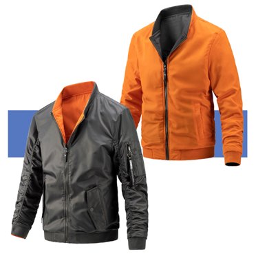 RKSTN Jackets for Men Fashion Flight Suit Plus Cotton Jacket Reversible Stand Collar Jacket In Winter Warm Coat Fall and Winter Long Sleeve Jacket Coats