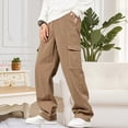 thumbnail image 2 of ShomPort Full Length Pants for Mens Elastic Waistband Full Length Straight Patchwork Chinos Comfy Basic Pants with Multi-Pockets, 2 of 8