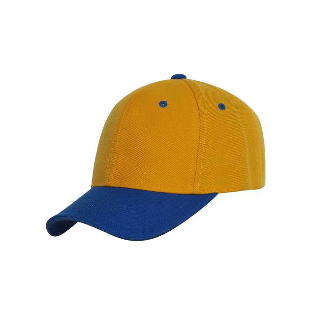 Casquette de Baseball Bicolore Ajustable, Jaune Bleu