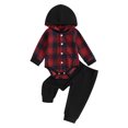 thumbnail image 1 of Honganda 0-24M Baby Boy 2 Pcs Outfit Plaid Long Sleeve Hooded Rompers Pants Set Fall Spring Clothes, 1 of 9