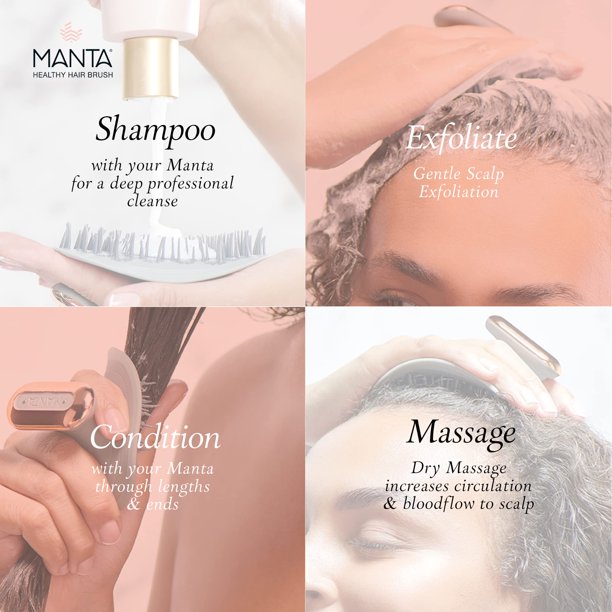MANTA Pulse Electric Scalp Massager Shampoo Brush, Promotes