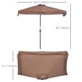 thumbnail image 3 of Outsunny Parasol Demi-Parasol de Patio 7,5 Pi Pare-Soleil, Manivelle, Café, 3 of 10