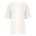 thumbnail image 5 of Jsaierl Hauts en Coton et Lin pour Femmes, Couleur Unie, Col Rond, Manches Roulées, Chemises d'Été Classiques Décontractées, Blouses Amples, 5 of 5
