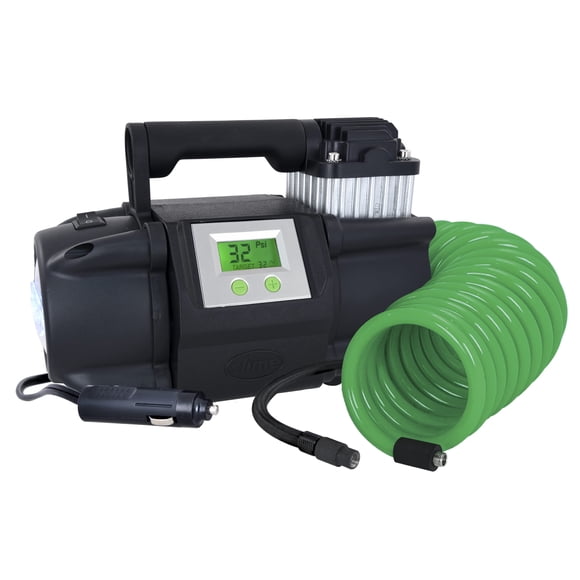 Slime 40063 Tire Inflator, Portable Car, SUV, 4x4 Air Compressor, Elite Heavy Duty, Inflate Right Automatic Shut Off, with Digital 99 psi Display, Long Hose and LED Light, 12V, 3 min Inflation