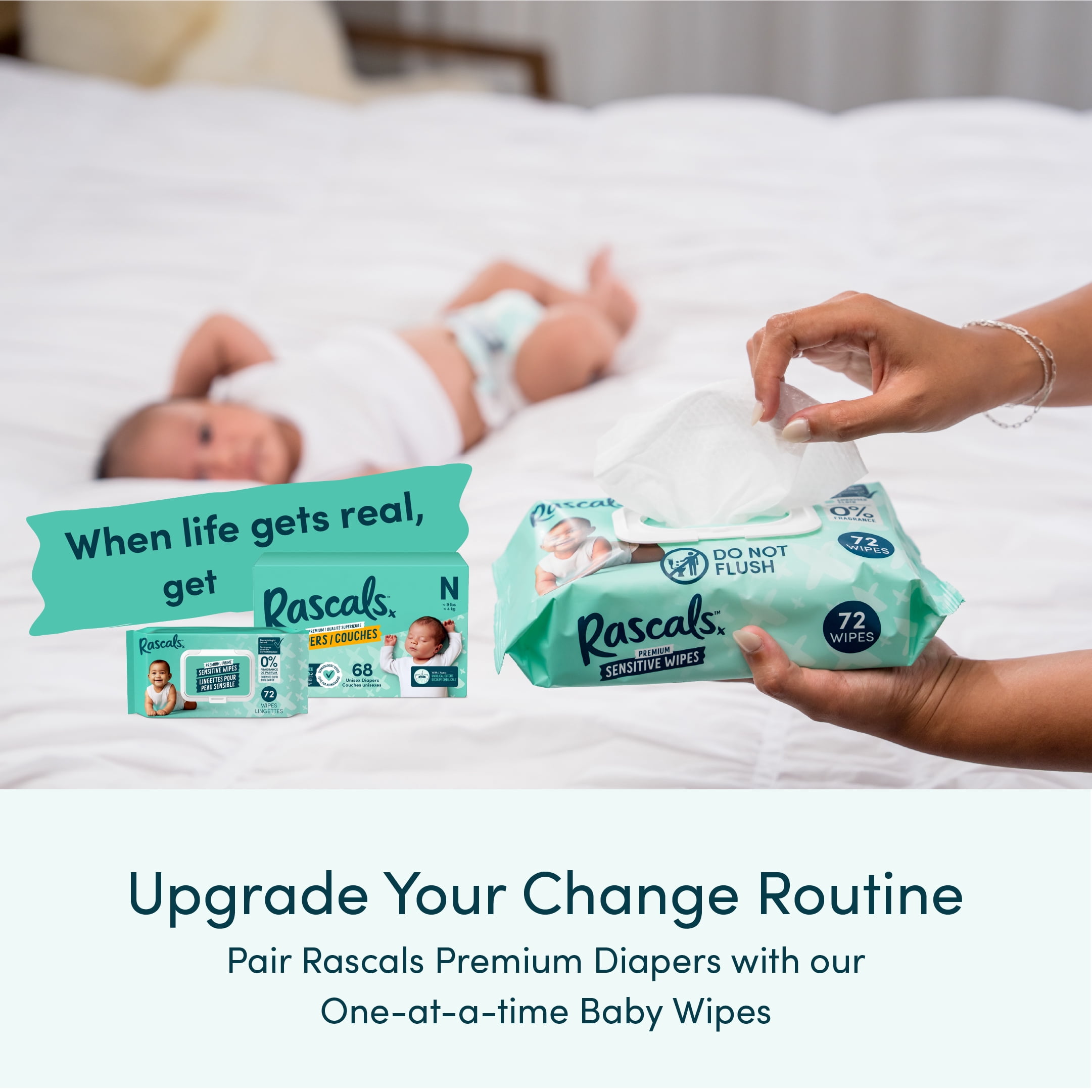 Rascals Premium Absorbent Baby Diapers, 2, Carton, 220 Count