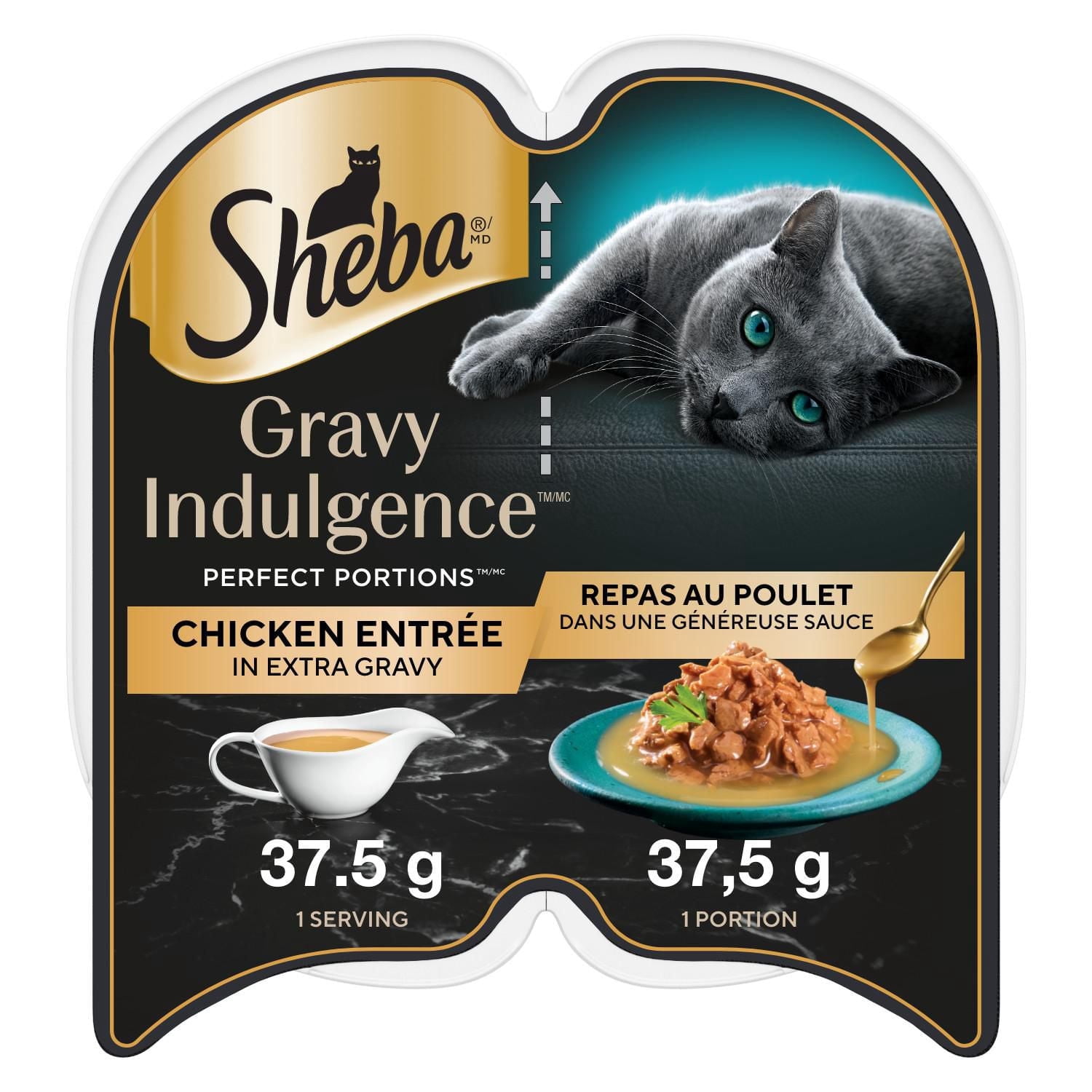 SHEBA GRAVY INDULGENCE PERFECT PORTIONS Adult Wet Cat Food Chicken Entrée in Extra Gravy