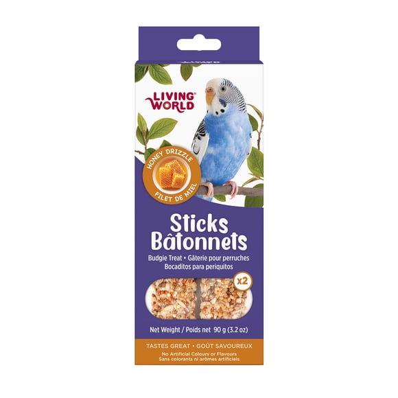 Living World Sticks, Budgie Treat, Honey Drizzle, 90 G (3.2oz)