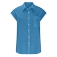 thumbnail image 4 of EGNMCR T-Shirts pour Femmes Mode T-Shirt à Manches Courtes pour Femme Col Rabattu Col Rond Bouton Décontracté Élastique Confortable Blouse Chemises, 4 of 6