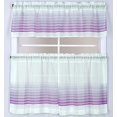 thumbnail image 1 of DiamondHome 3pc Sheer with Embroidery Kitchen/Cafe Curtain Tier and Valance Set (Stripe/Purple), 1 of 2