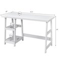 thumbnail image 2 of Costway Trestle Computer Desk Home Office Workstation w/Removable Shelves Vintage White, 2 of 9