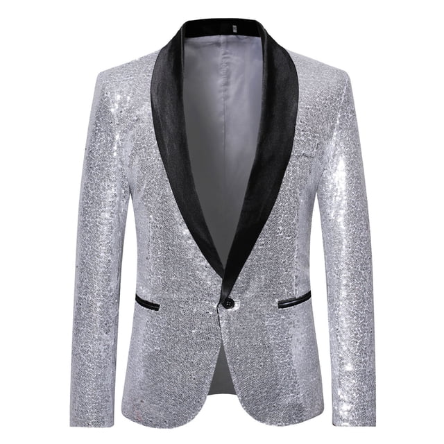 Mikilon Veste de Complet Décontractée à Paillettes pour Homme, Automne et Hiver, Personnalité