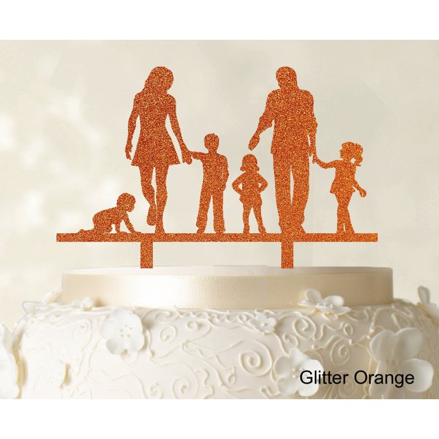 Personalized Family Cake Topper Custom Silhouette Wedding Cake Topper Cake Decorations Option Available 6-7 Inches Wide