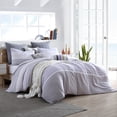 thumbnail image 2 of Swift Home 100% Cotton Yarn-Dyed Stripe Gauze Duvet Cover Set, Textured, Twin, Purple, 2 of 8