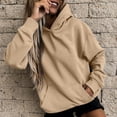 thumbnail image 3 of Women's Slim Pullover Hoodies - Artificial Short Velvet Sweaters, Long Sleeve with Pockets, Suitable for Winter and Fall, 95% Polyester, Multiple Sizes, 3 of 5