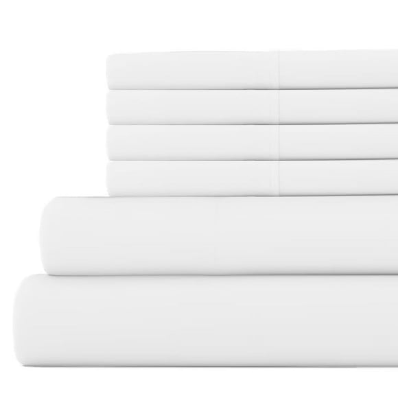 6-PC California King Size White Color Giza 800-Thread-Count Cotton Sheet Set - 18 Inch Deep Pockets