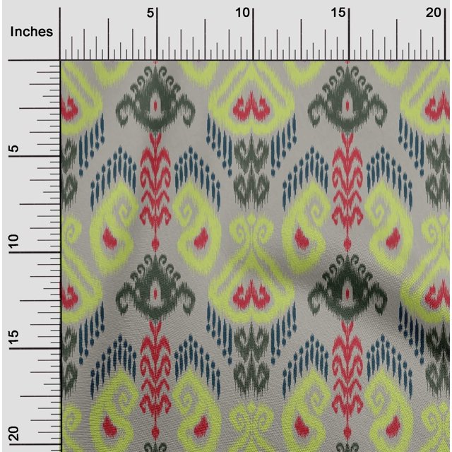 oneOone Tissu Polyester Lycra Tourbillon & Paisley Ikat Imprimé 1 Yard 56 Pouces de Large