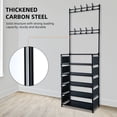 thumbnail image 4 of 5 Tiers Metal Shoe Rack Hat Rack Adjustable Hall Tree with 16 Metal Hanger Hooks Side Cover for Entryway Bathroom Living Room Easy Assembly Black Black, 4 of 7