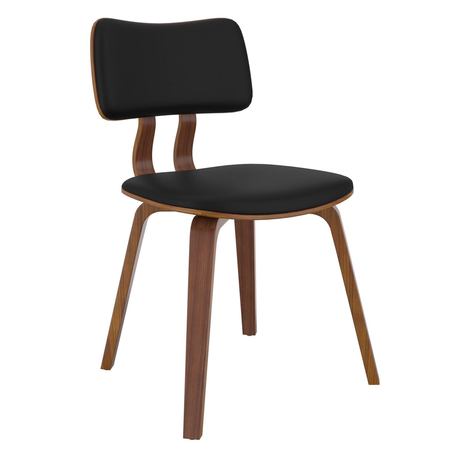 Chaise d’appoint mi-siècle moderne en similicuir et en bois