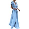 thumbnail image 1 of Ketyyh-chn99 Robes Formelles pour Femmes Robe de Mariage Robe Midi à Fleurs Robe de Soirée Vintage Élégante pour Dames Robe de Cocktail Bleu,2TG, 1 of 5