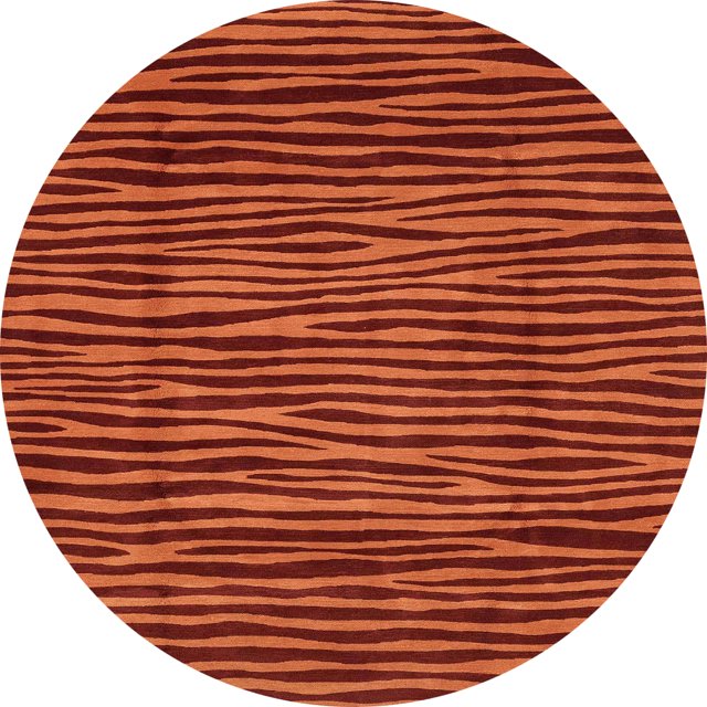 Ahgly Company Tapis Rond Abstrait Orange Rouge pour Intérieur, 5 Pieds Rond