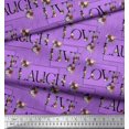 thumbnail image 3 of Soimoi Purple Velvet Fabric Floral Love Text Decor Fabric Printed Yard 60 Inch Wide, 3 of 5